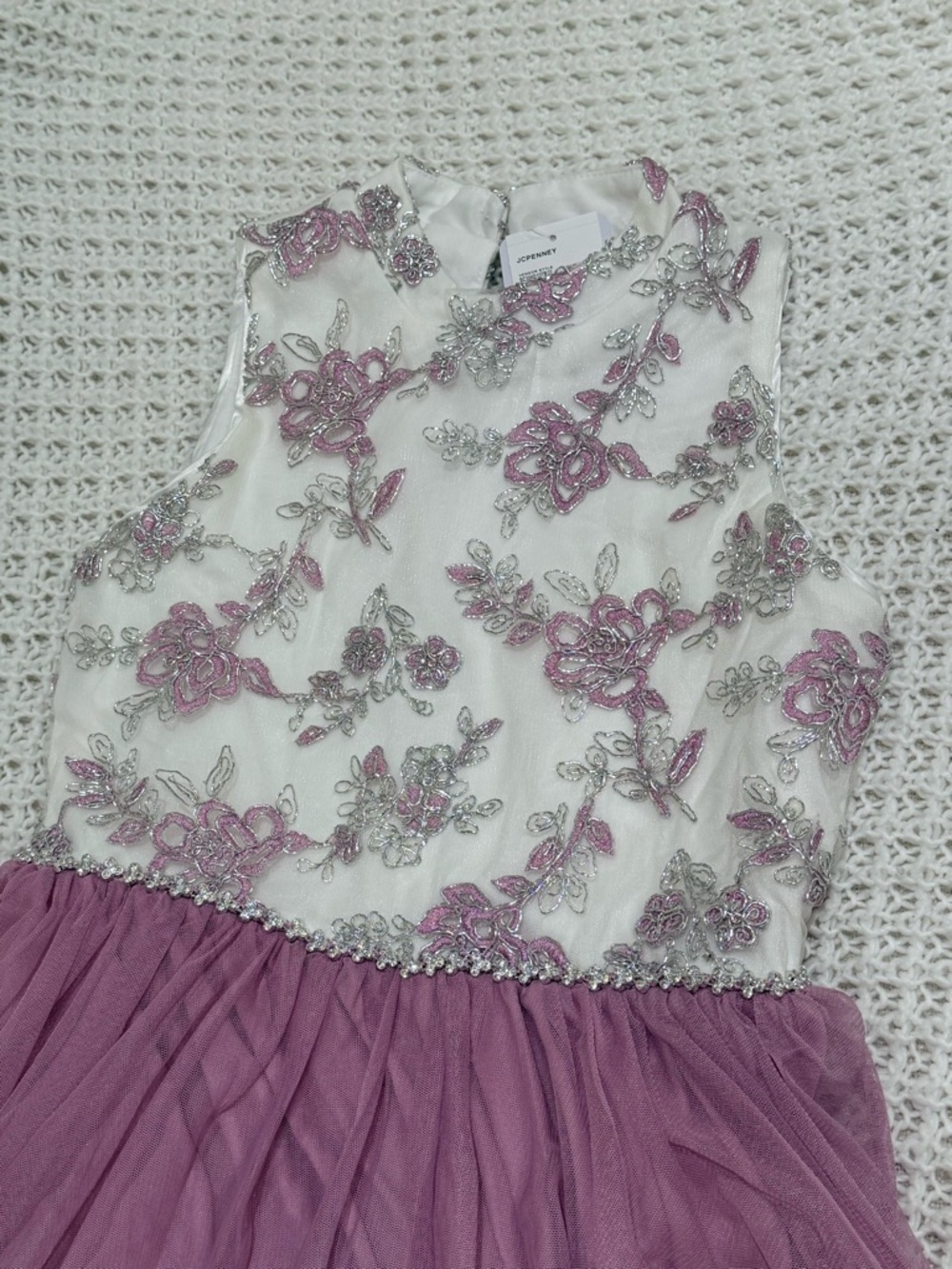 Speechless Big Girls Mock-Neck Tulle Maxi Dress in lilac size 14 - Picture 4 of 7
